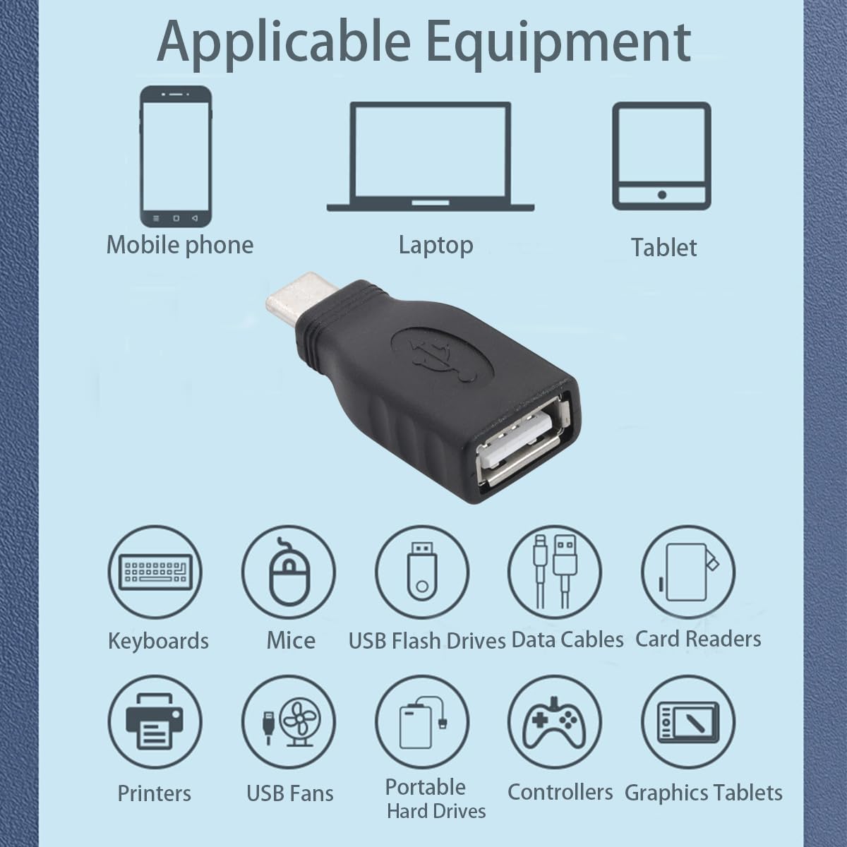 Teansic 2PCS USB-C Male to USB-A Female OTG Adapter,USB 2.0 Converter for Data Transfer and Charging Compatible with Smartphones, Tablets, Laptops and USB Peripherals