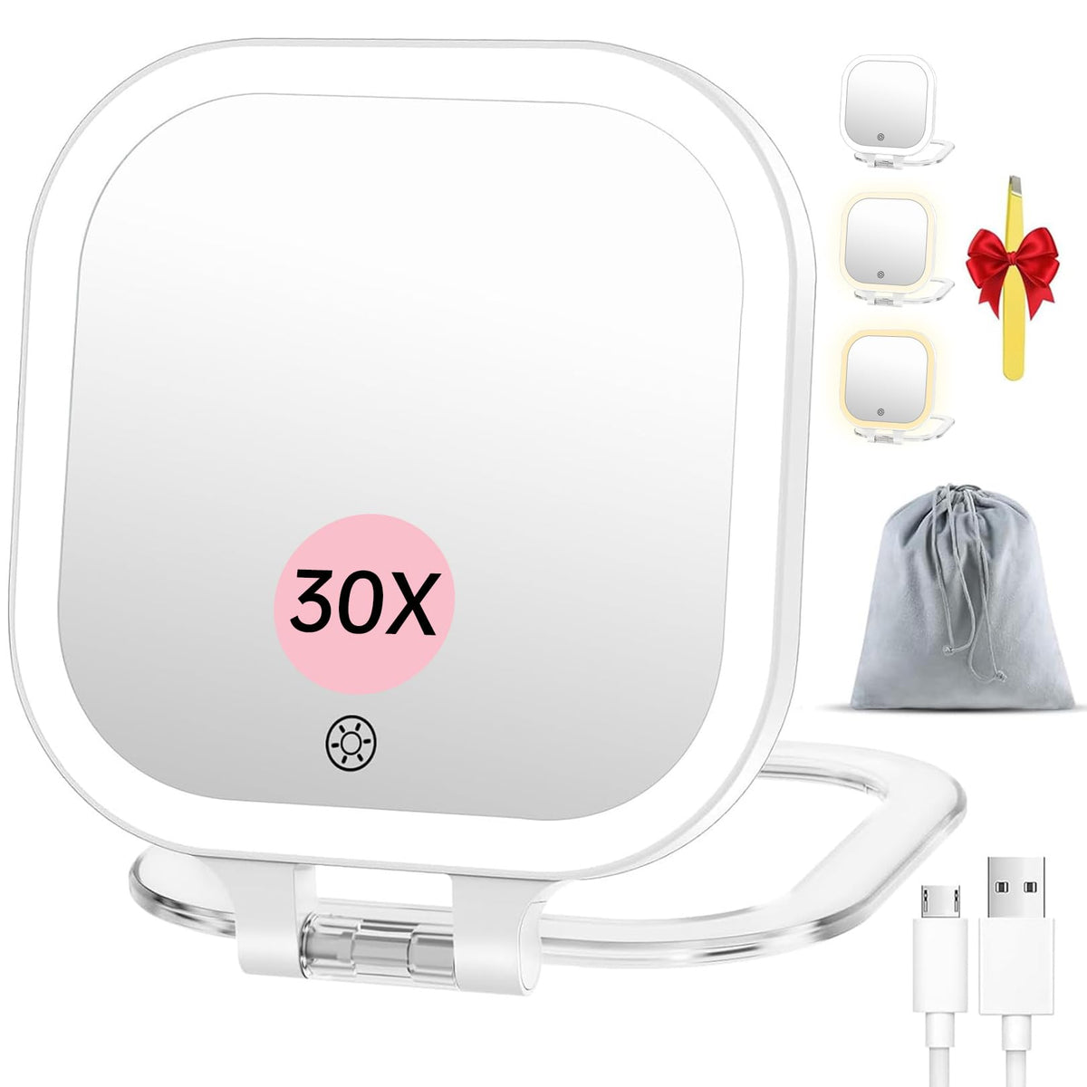 7 Rechargeable Travel Makeup Mirror 30X Magnification - FASCINATE Official Imagery - 1
