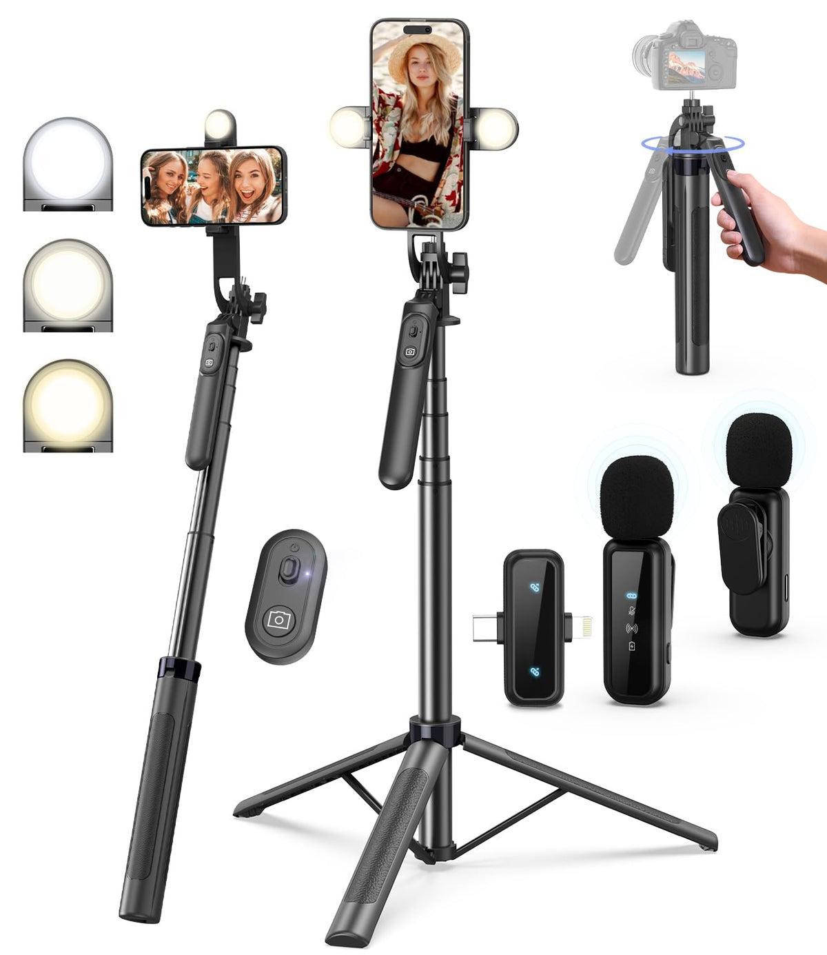 Yeaki Vlogging Kit for iPhone Android 71 Selfie Stick Tripod - Yeaki Official Imagery - 1