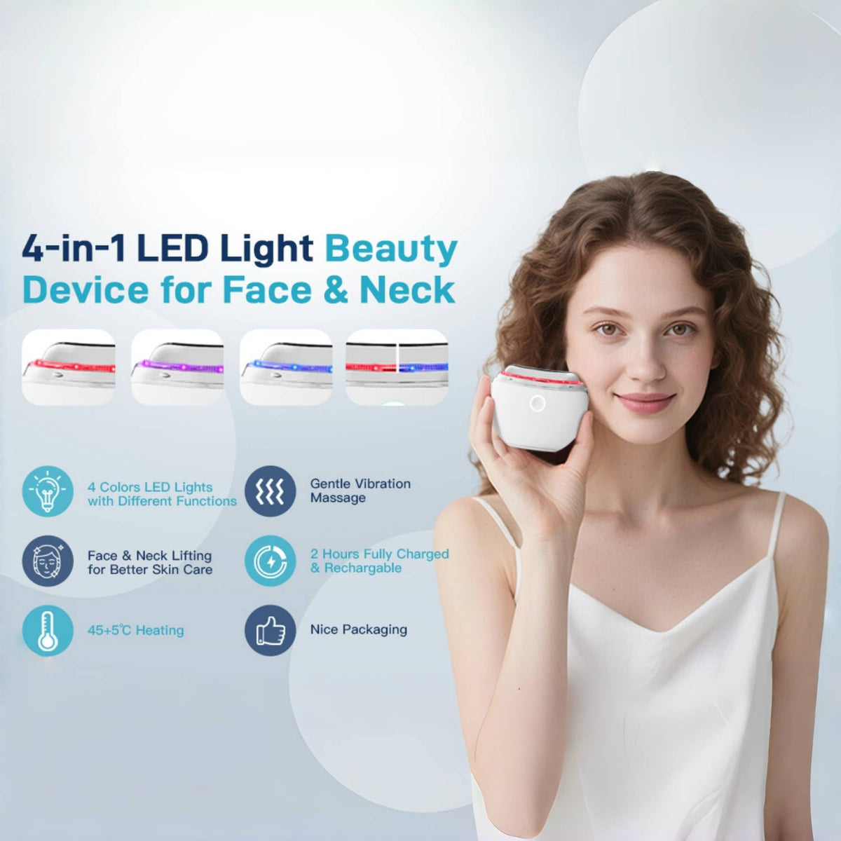 LED Red Light Therapy for Face Neck Massager with Heat - Tonsmile Official Imagery - 4