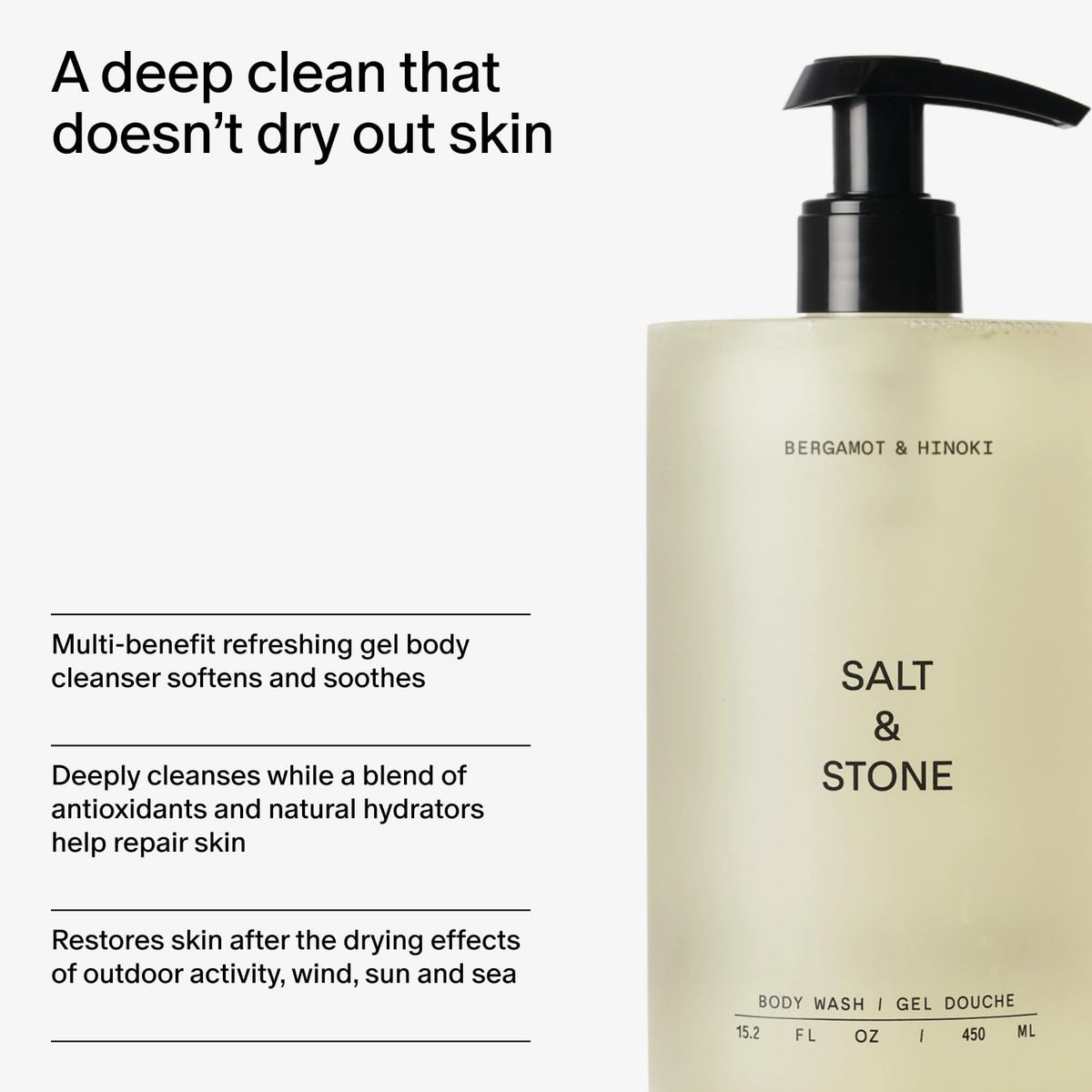 Salt Stone Body Wash for Women Men Bergamot Hinoki 15 2 fl - Salt & Stone Official Imagery - 6