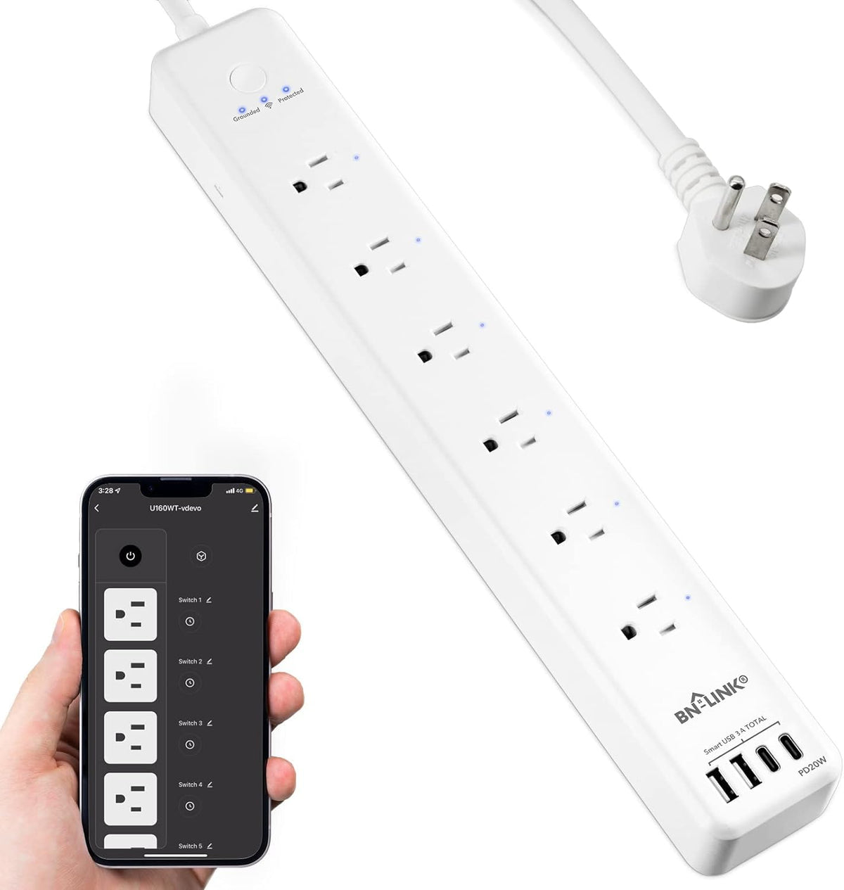 BN LINK Smart Plug Power Strip Surge Protector with 6 - BN-LINK Official Imagery - 2