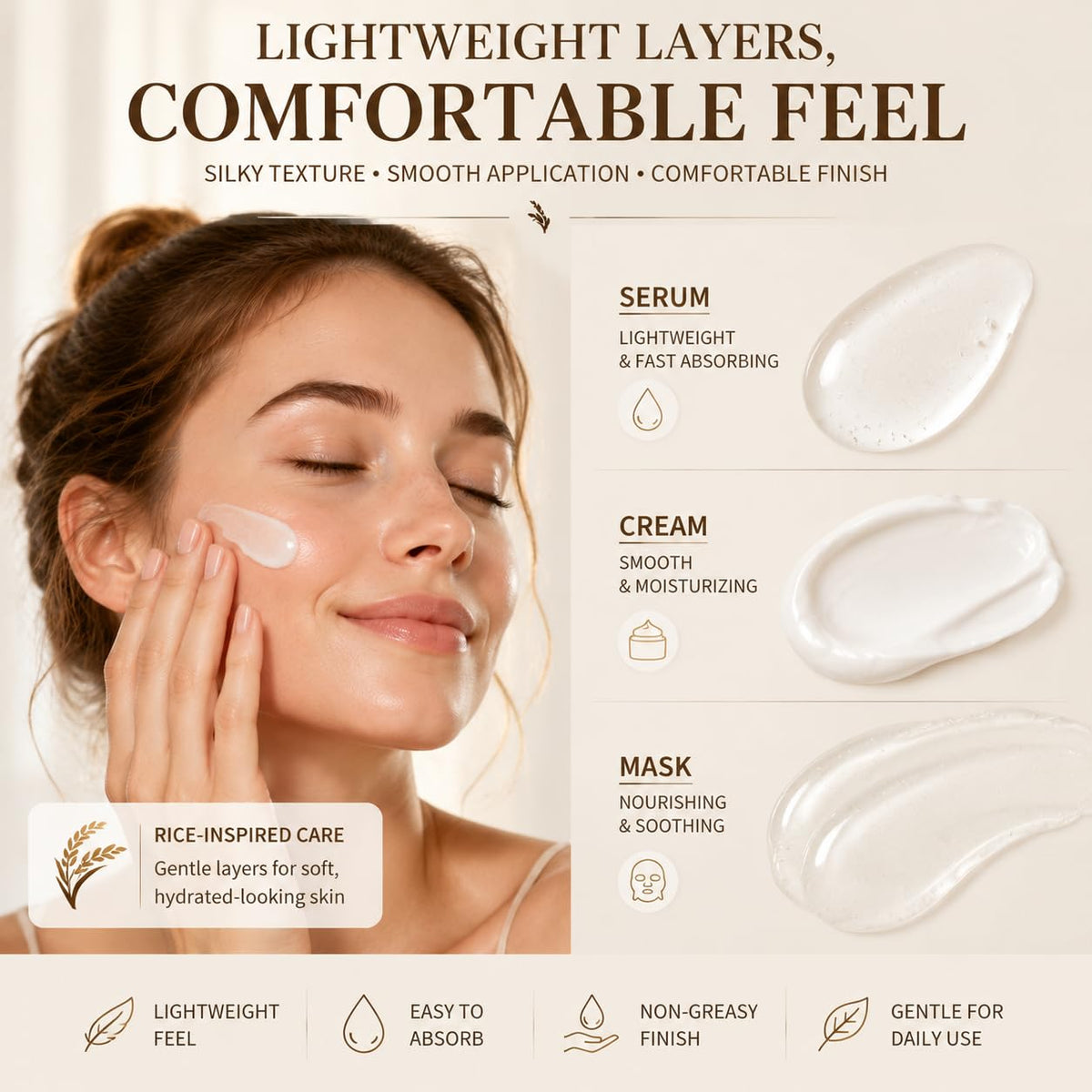 16PCS Rice Skincare Set for Women Korean Skin Care Set Face - WOUGLAY Official Imagery - 5