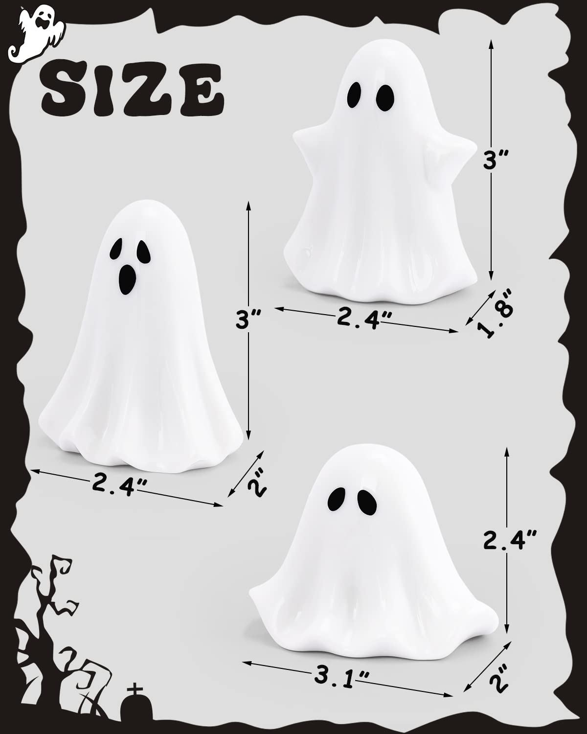 Tuitessine Ceramic Ghosts Small Scary Ghost Figurine - Tuitessine Official Imagery - 3