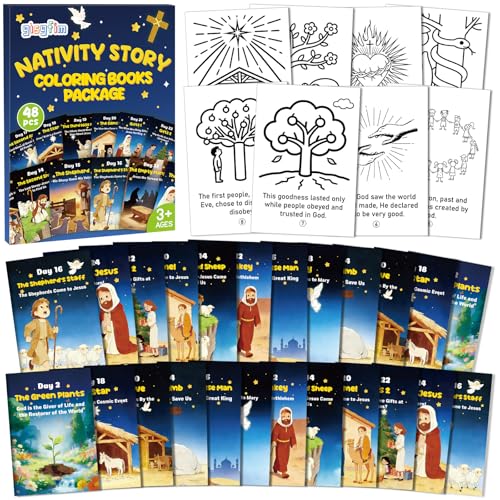 48 PCS Mini Christian Nativity Story Coloring Books Bulk - Product Imagery