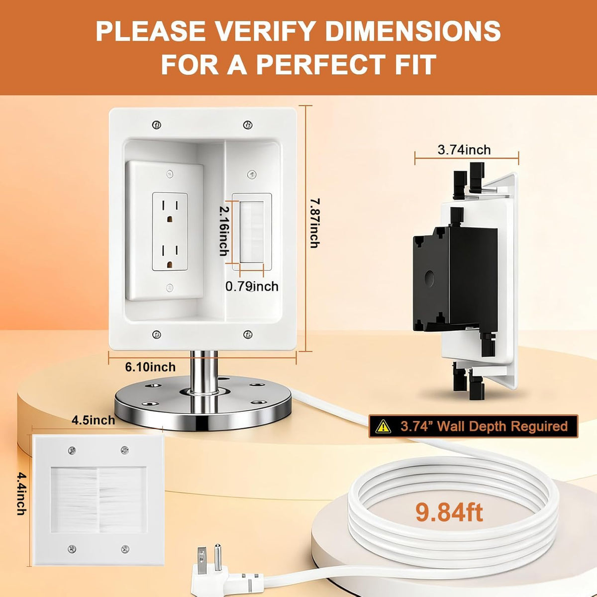in Wall Cable Management Kit with Recessed Tv Outlet Box Two - Naerza Official Imagery - 3