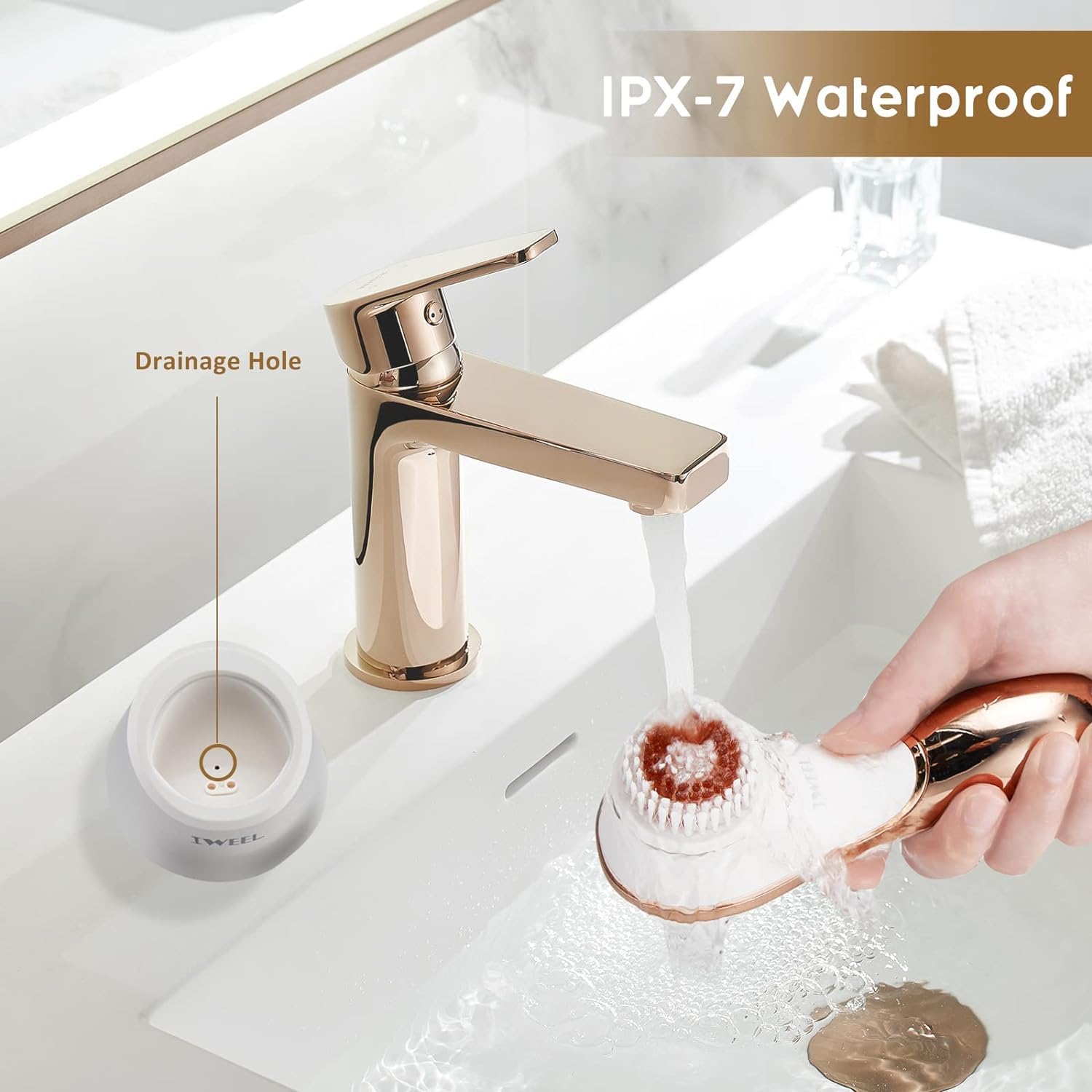Facial Cleansing Brush Electric Face Scrubber with 4 Brush - IWEEL Official Imagery - 7
