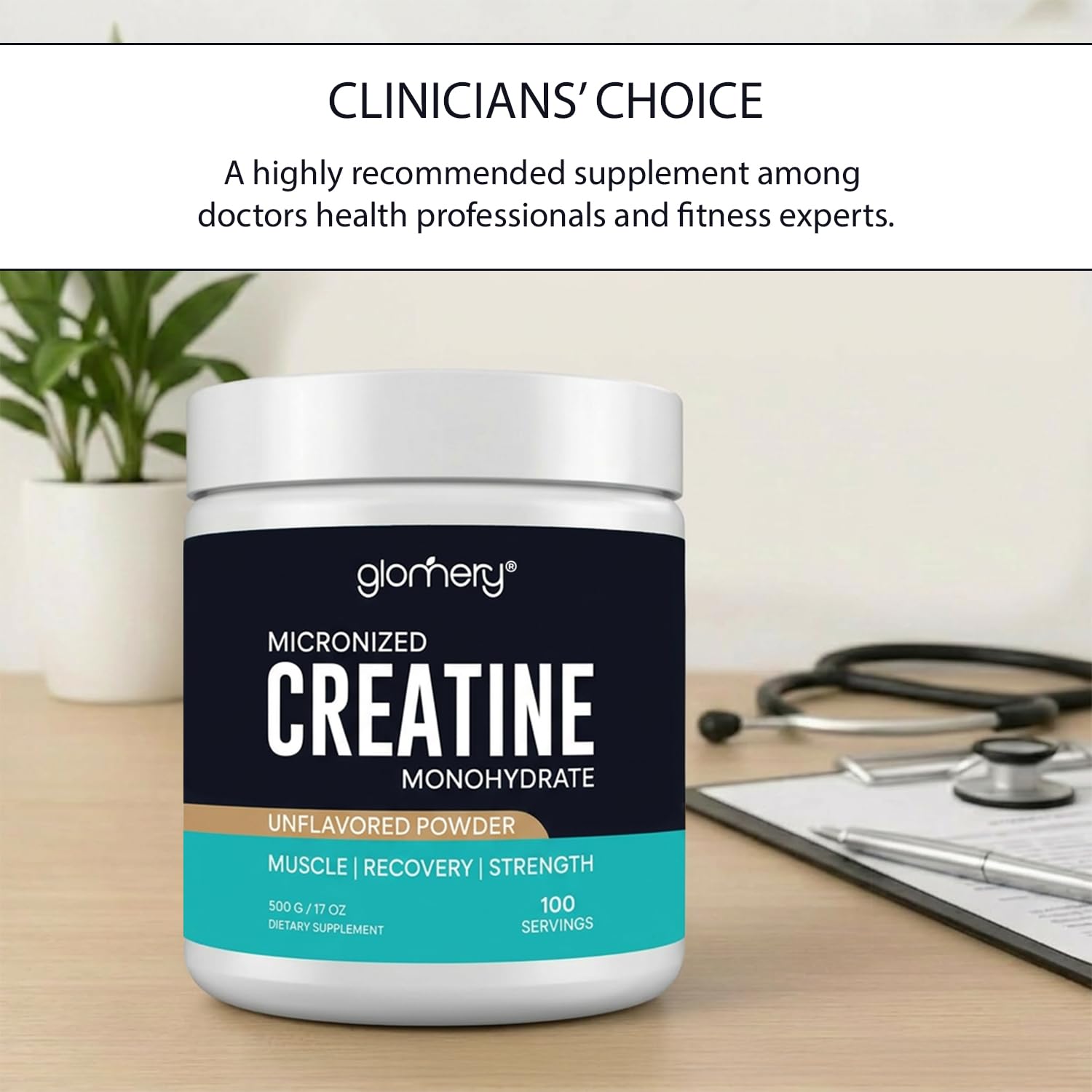 Glomery Creatine Monohydrate Powder Micronized, 100 Servings, Pur - Glomery Official Product View 4