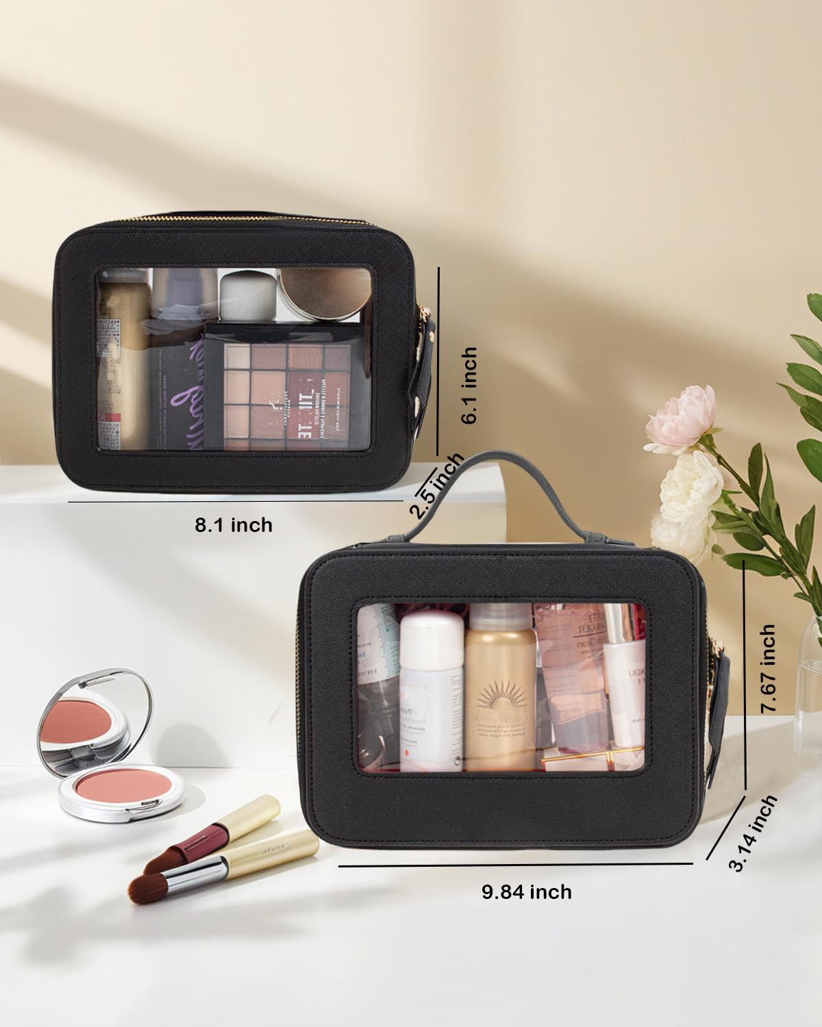 Travel Clear Makeup Bag Set TSA Approved Cosmetic Bag Case - FFpaw Official Imagery - 5