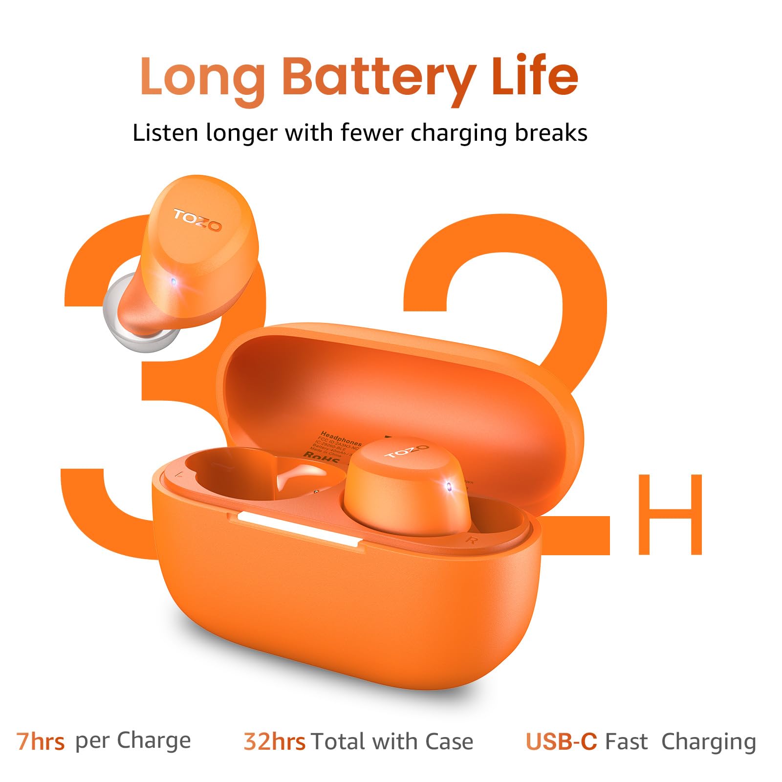 TOZO A1 Wireless Earbuds Bluetooth 5.3 Light Weight in Ear Headph - TOZO Official Product View 5