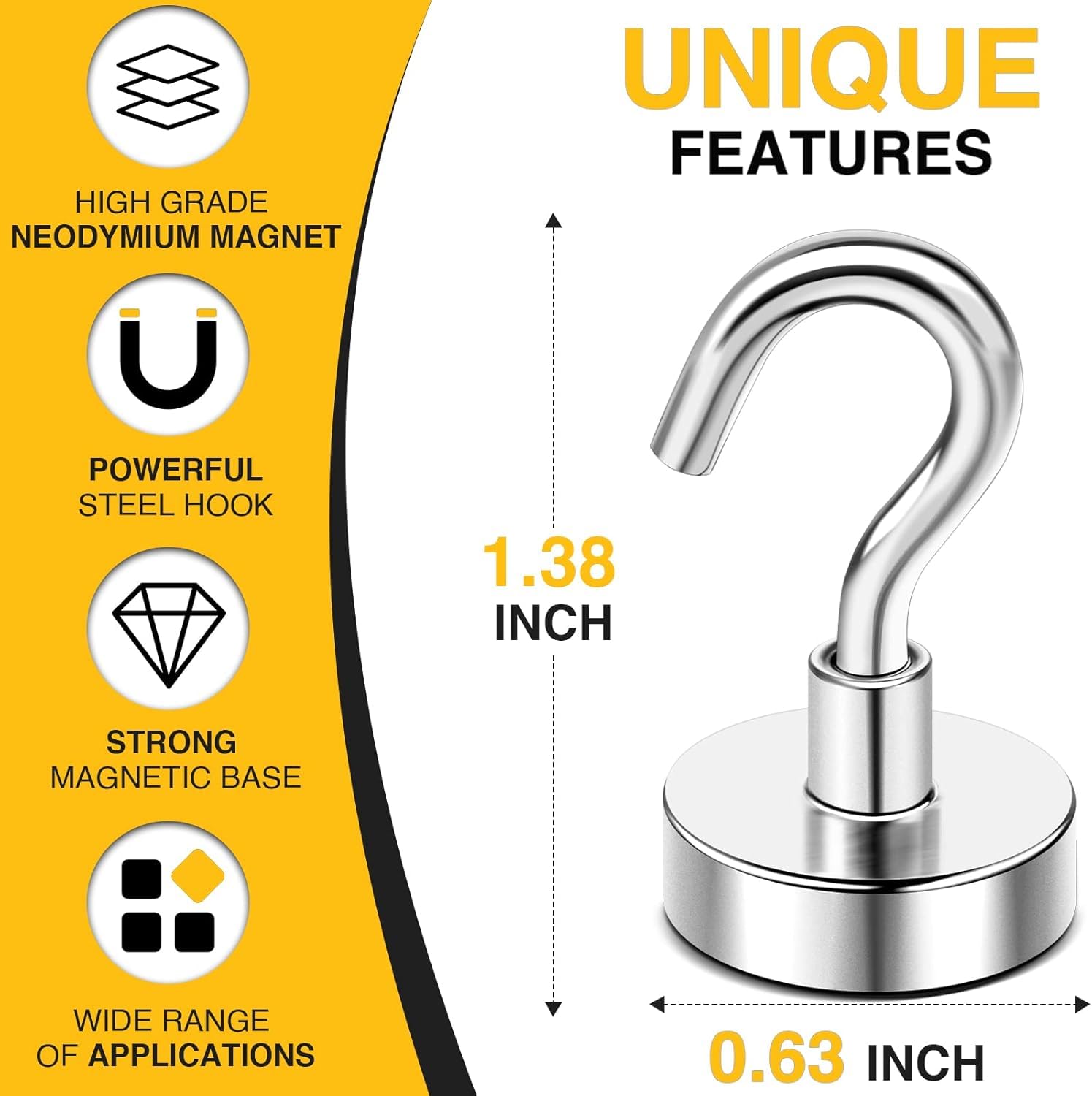 DIYMAG Magnetic Hooks 20pcs 30lbs+ Cruise Essentials 2026 Magnet by DIYMAG - Angle View 2