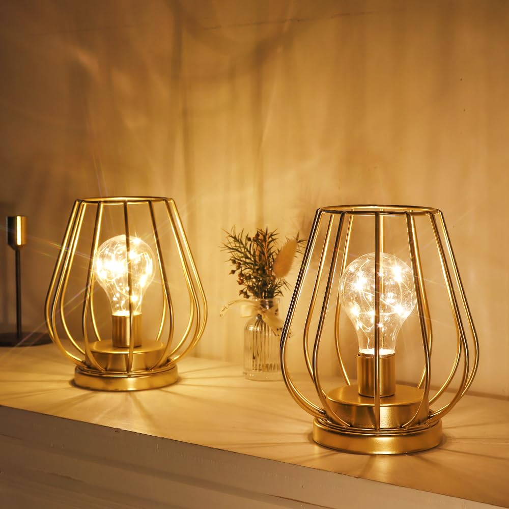TRIROCKS Set of 2 Metal Battery Operated Lamp 7 Tall Mini - TRIROCKS Official Imagery - 4