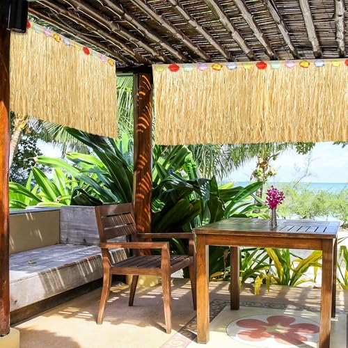 Luau Grass Table Skirt, Straw Yellow, 9 Feet x 29.5 Inch - Product Imagery