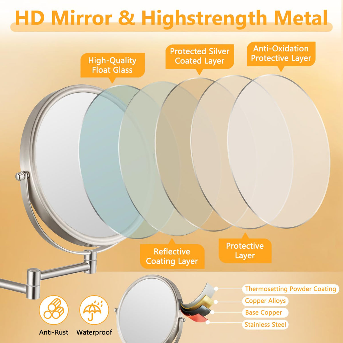 Wall Mounted Makeup Mirror - ALHAKIN Official Imagery - 7