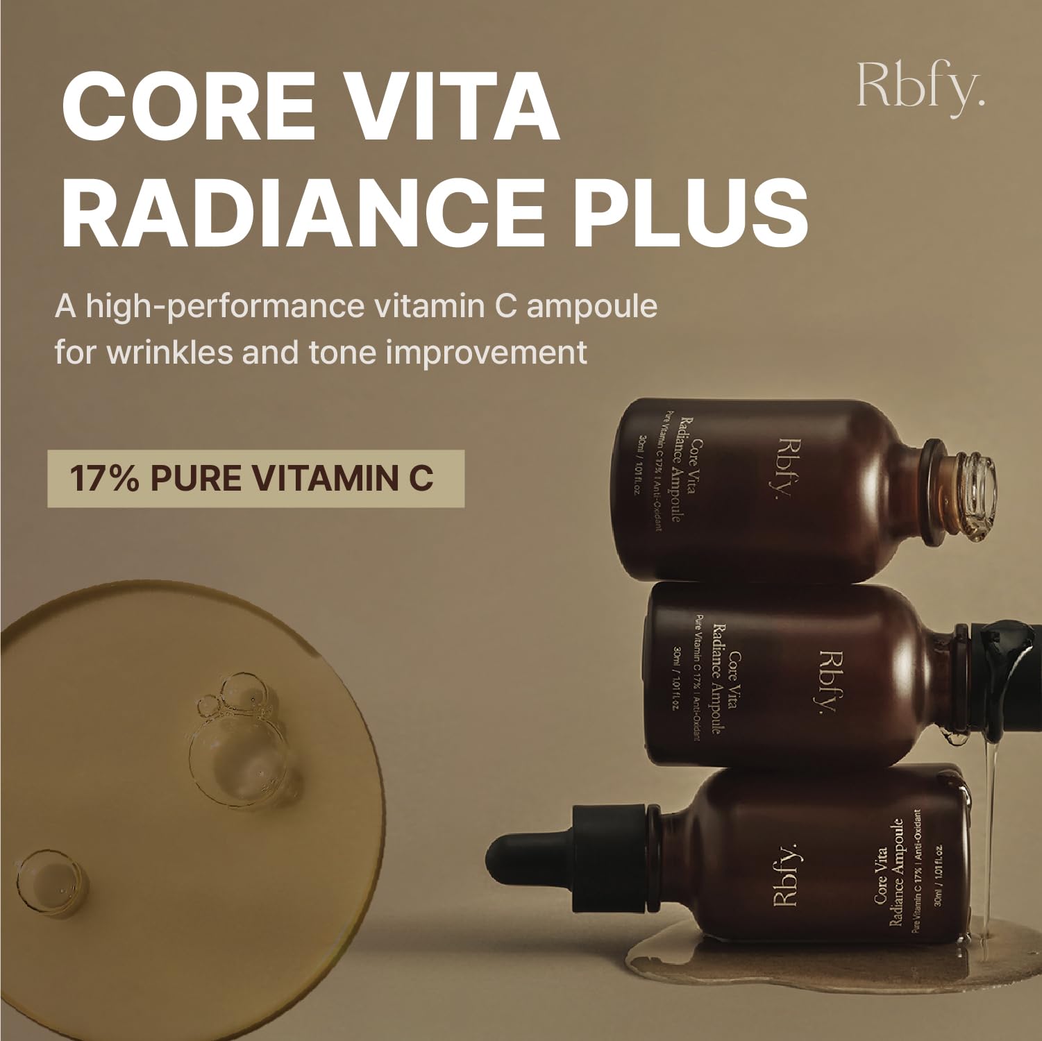 Core Vita Radiance Ampoule, 17% Pure Vitamin C Face Serum - Rbfy.