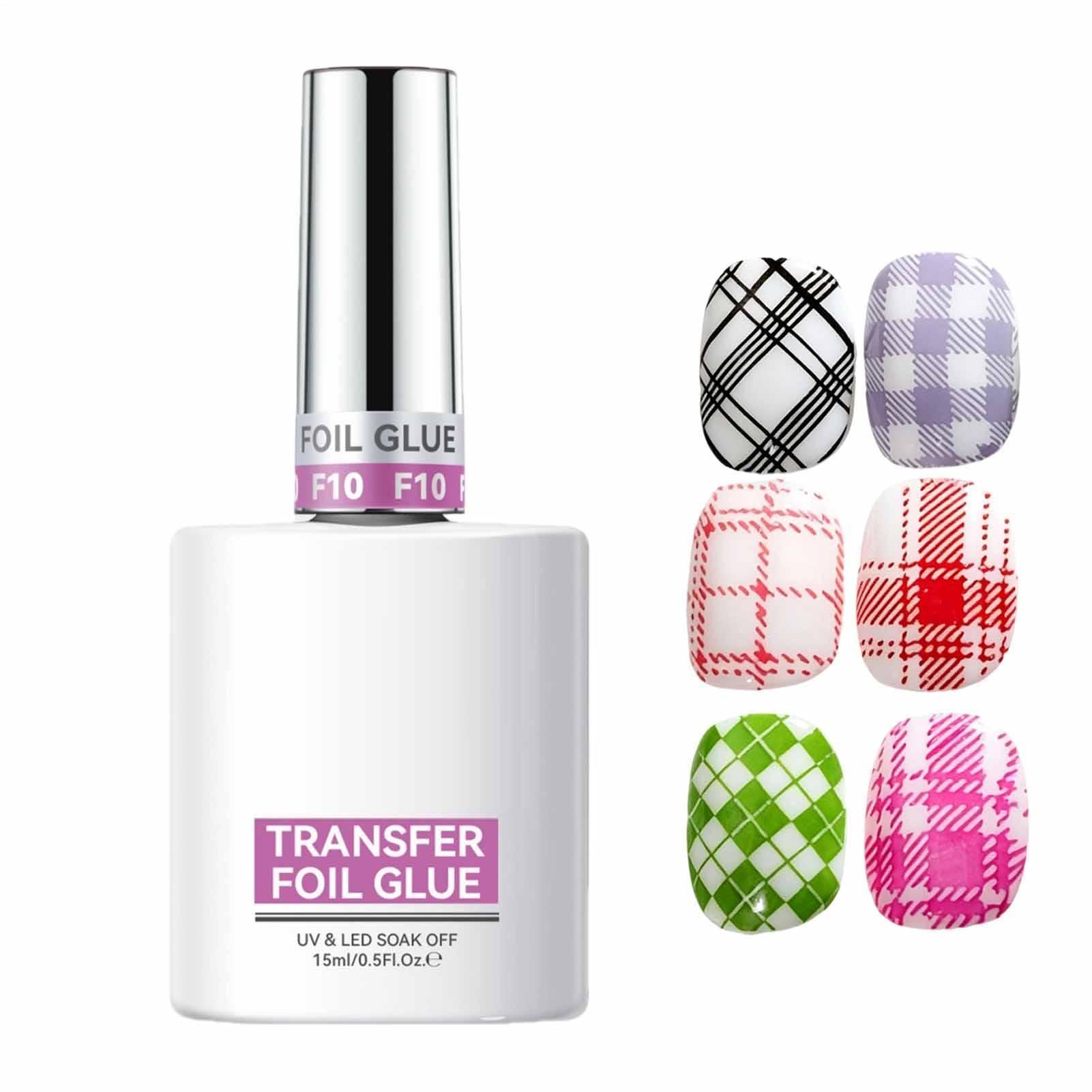 Fine foil gel transfer for nails with smooth brush application, designed for resin base cosmetics in bonding adhesives.