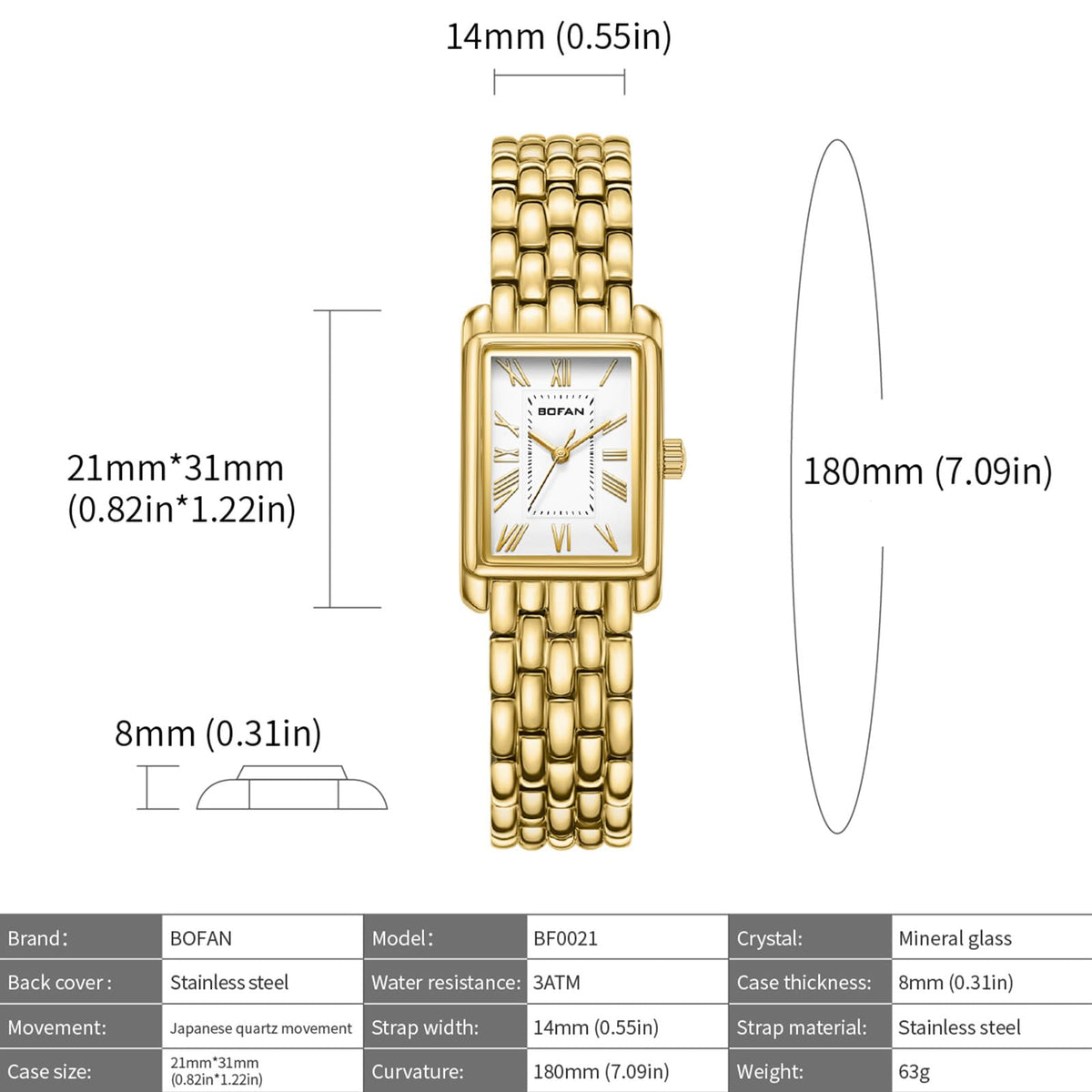 BOFAN Gold Watches for Women with Vintage Bracelet - BOFAN Official Imagery - 5