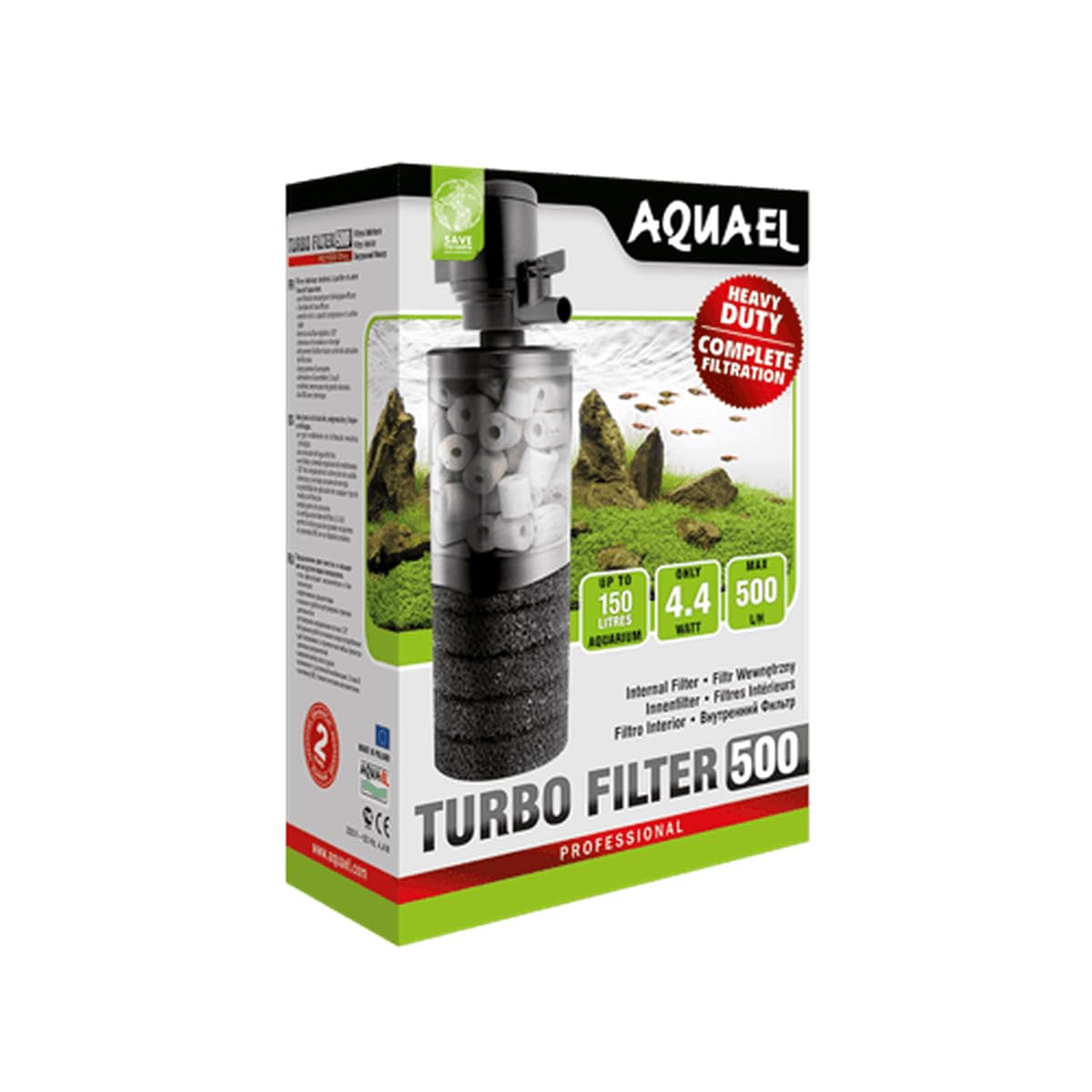 Aquael Turbo Filter 500 Internal Aquarium Filter In Tank - Aquael Official Imagery - 1