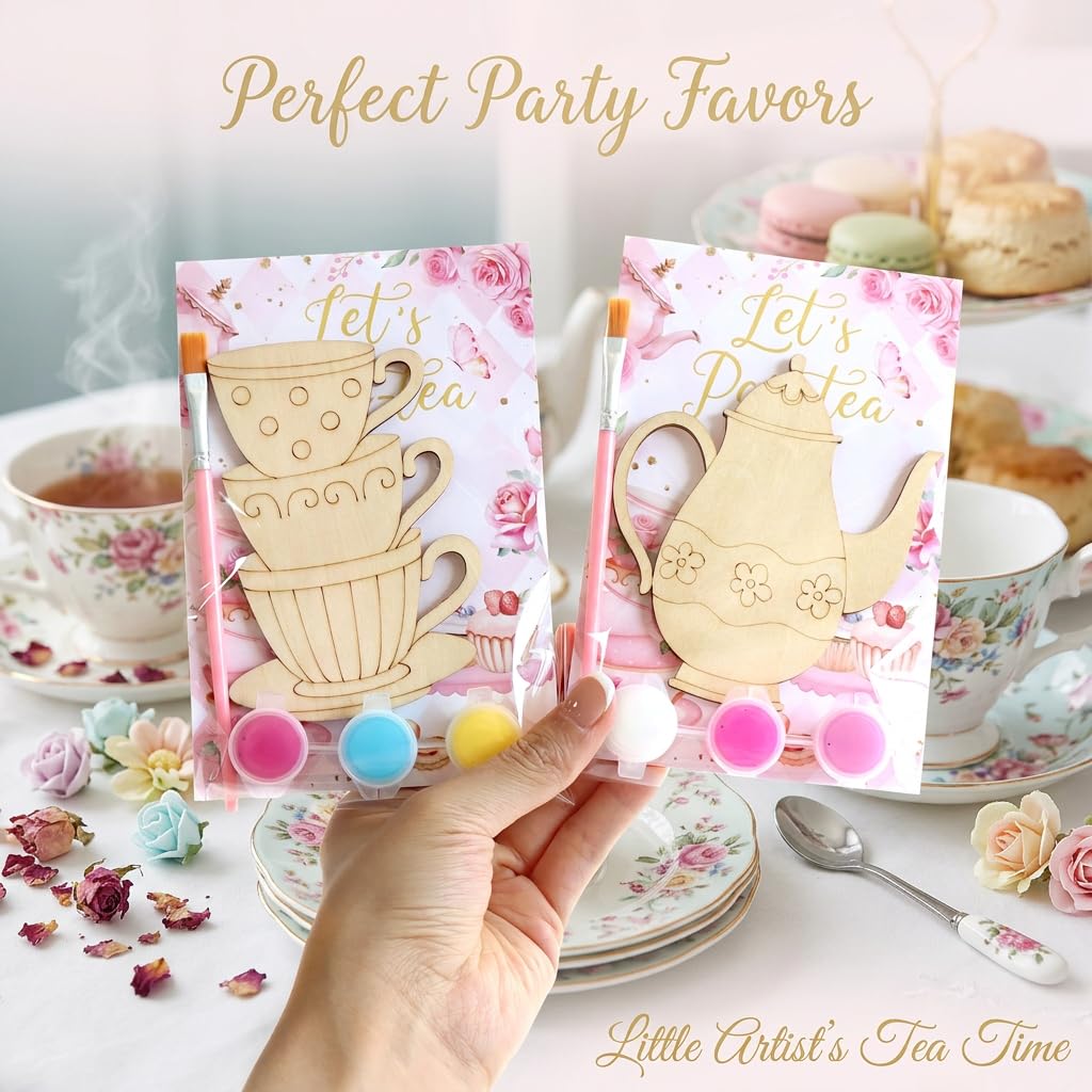 12 Pack Tea Party Favors for Girls Floral Themed DIY Wooden - Moltby Official Imagery - 8