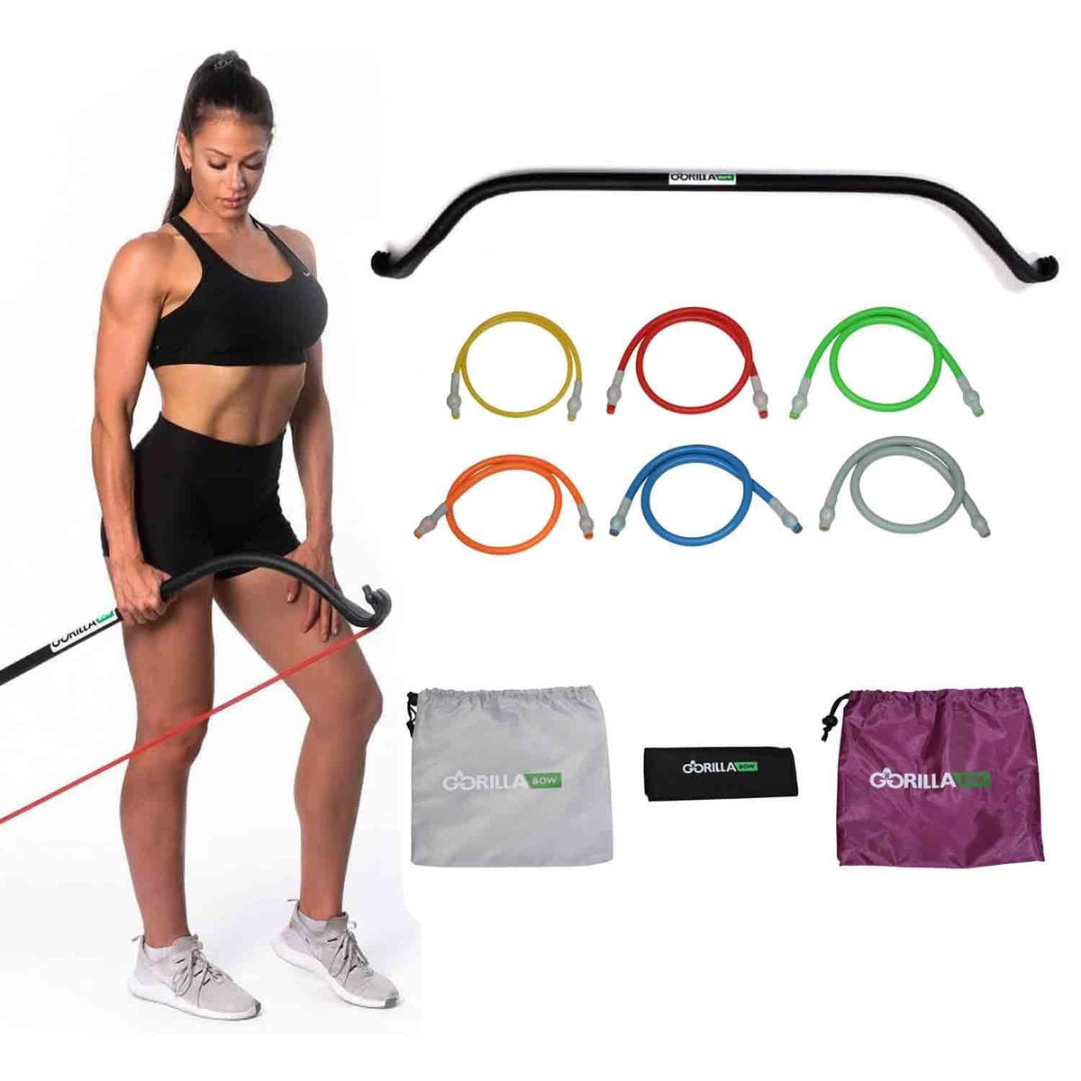 Lite All in One Home Gym System Portable Resistance Band Bar - Gorilla Bow Official Imagery - 8