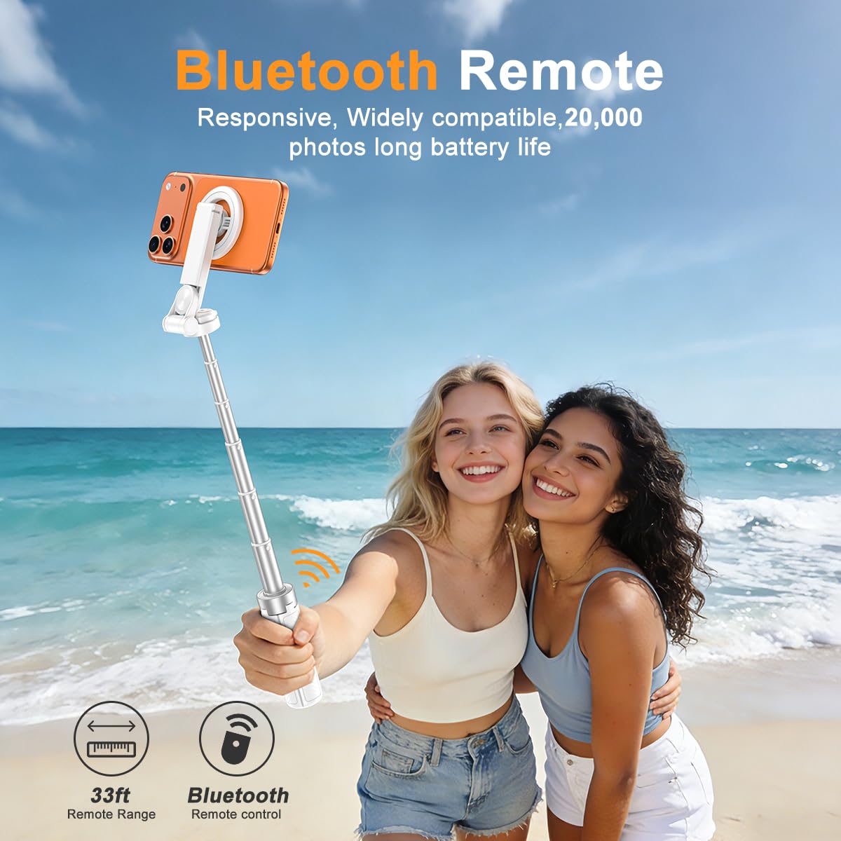 Upgrated 5 in 1 Magnetic Selfie Stick with Remote for Cell - XO Official Imagery - 6