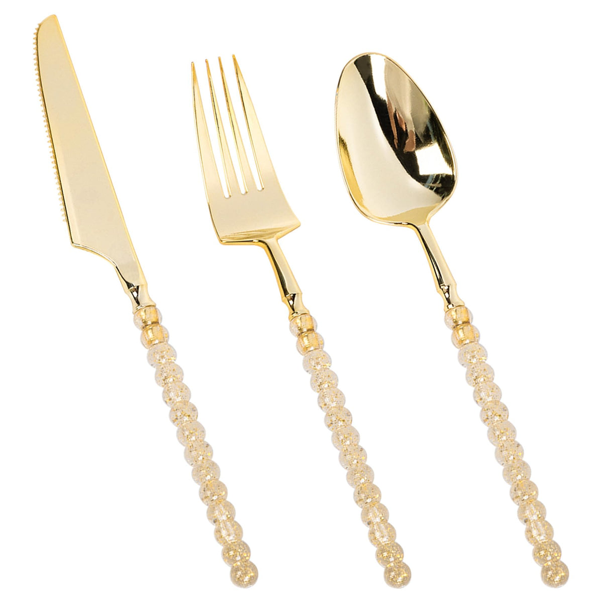 150PCS Gold Plastic Silverware Heavy Duty Disposable - QualQuot Official Imagery - 1