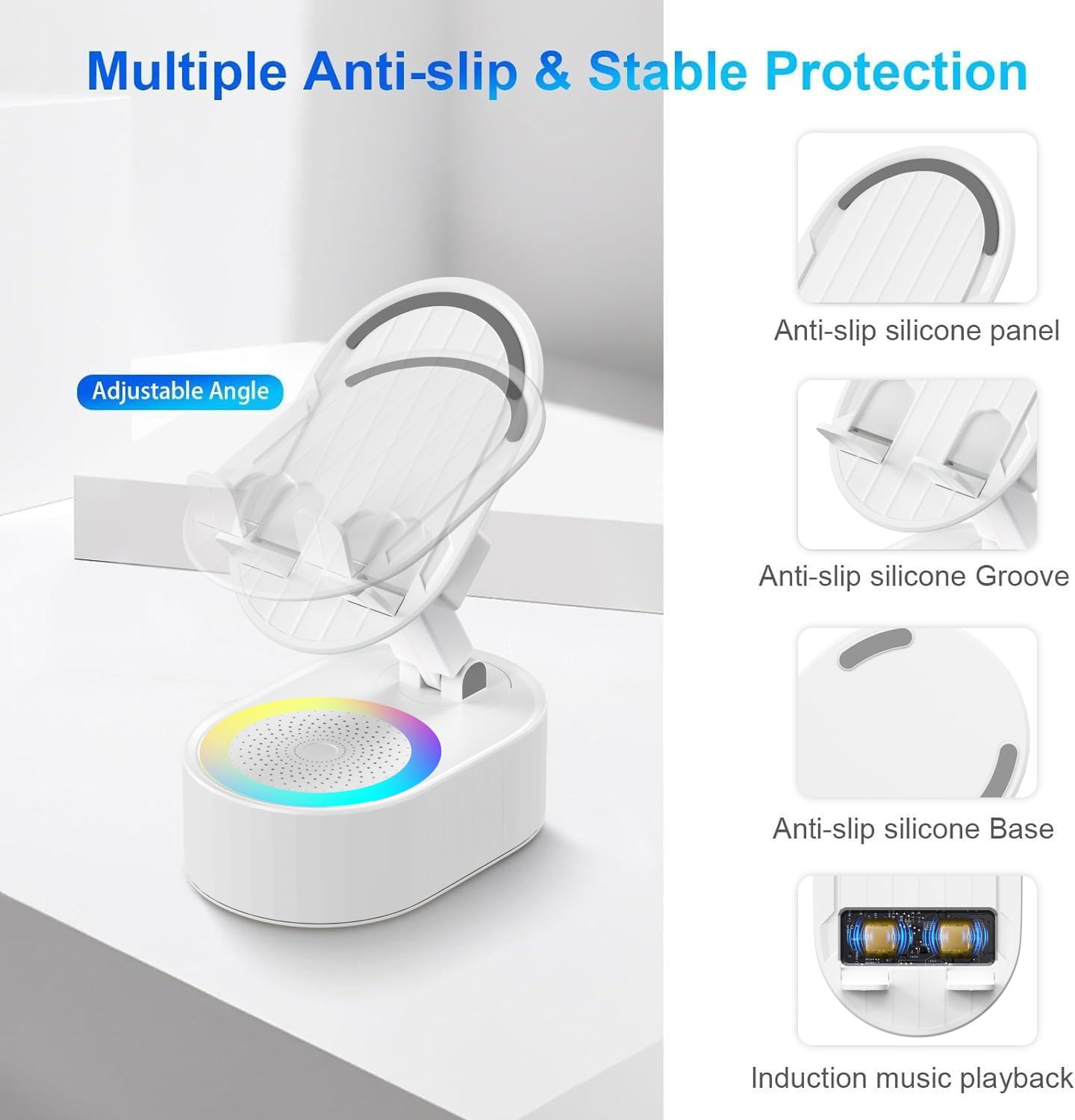 AKLLCCR Wireless Induction Audio Bluetooth Speaker 5in1 Phone Holder Emergency R - AKLLCCR Official Product View 7
