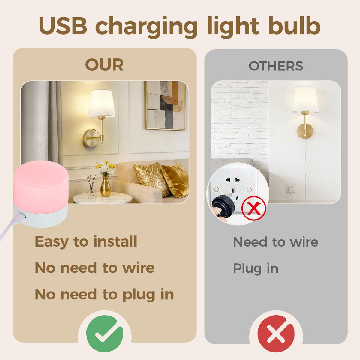 Gold Battery Operated Wall Sconces Rechargeable Wireless - jetffiao Official Imagery - 8