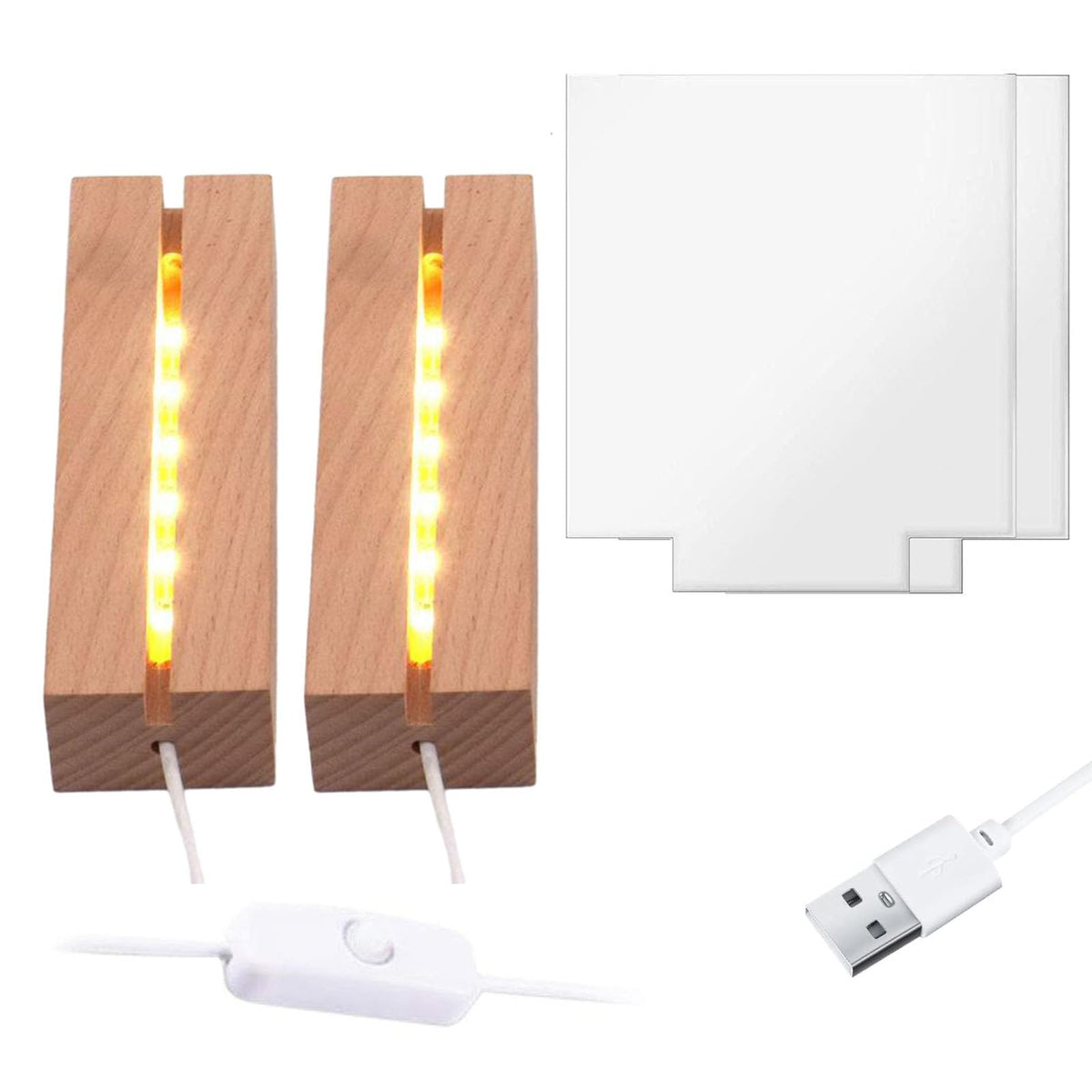 4Pcs Rectangle Wood LED Light Stand Display Base for - Lyshujli Official Imagery - 8