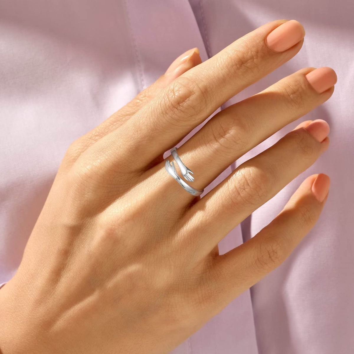 Yesteel S925 Sterling Silver Hug Ring for Women Teen Girls - Yesteel Official Imagery - 6