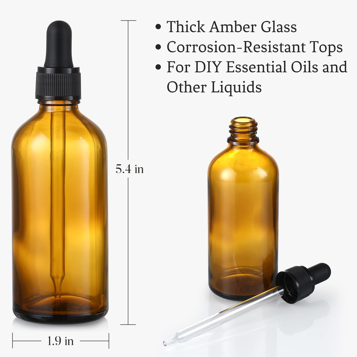 AOZITA 4 Pack 4 oz Dropper Bottles with 1 Funnel 4 Labels - AOZITA Official Product Imagery - 3