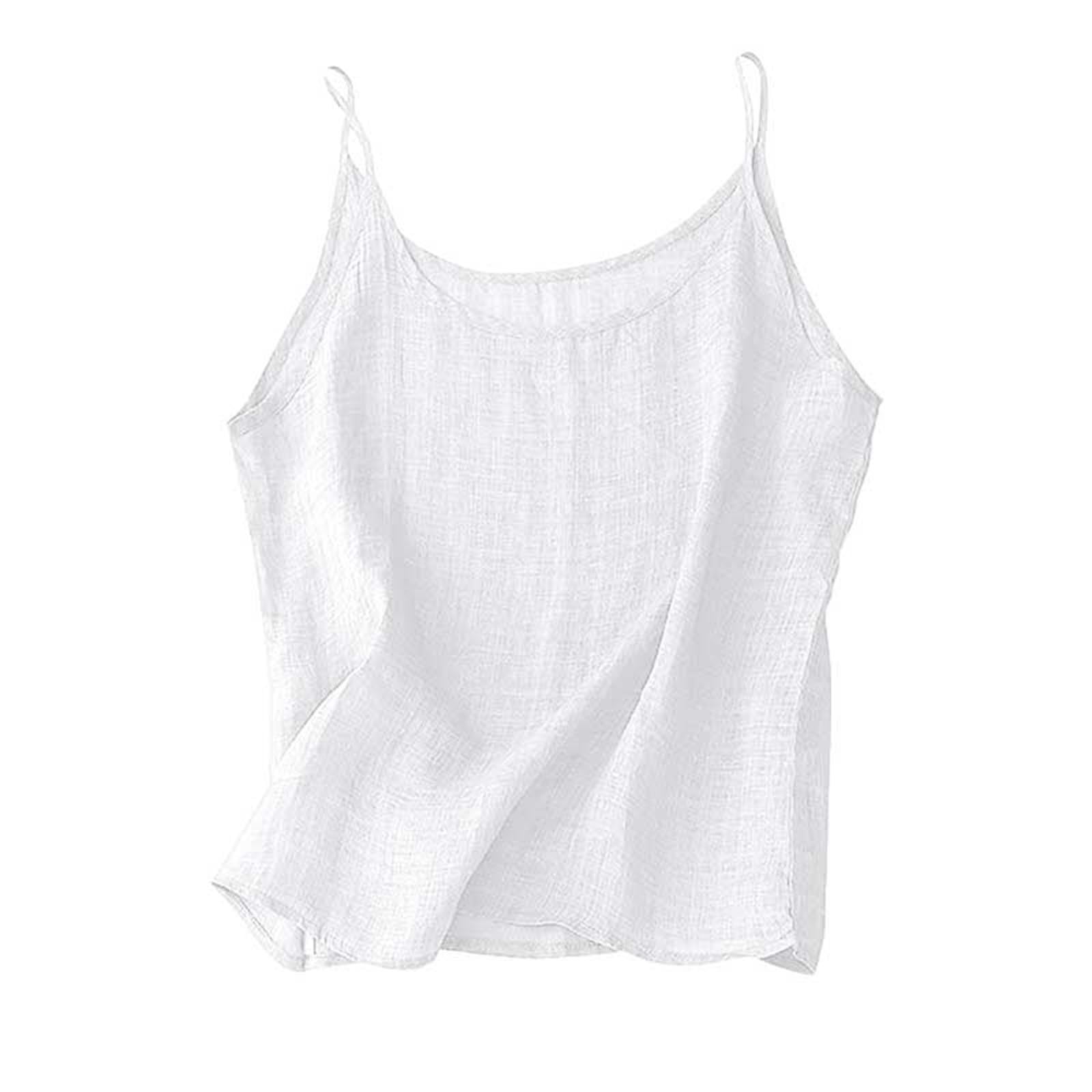 Cotton Linen Tank Tops for Women 2025 Summer Sleeveless Spaghetti Stra - View 7