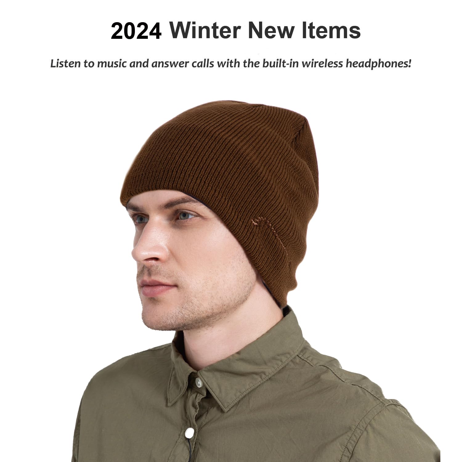 beanie Bluetooth, MUSICBEE Bluetooth V5.2 Wireless Knit Winter Cap, 30 Hour Play - beanie Official Product View 4