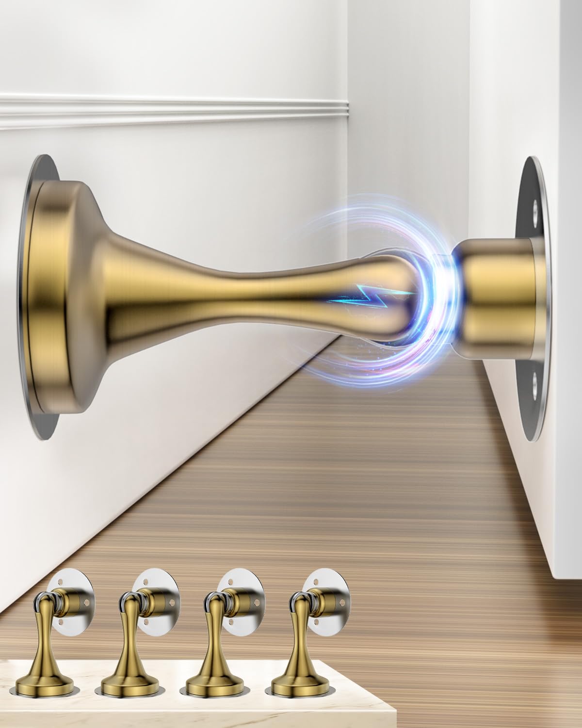 Door Stoppers for Bottom of Door Magnetic Door Catch 4 Pack - HELEMAN Official Imagery - 1
