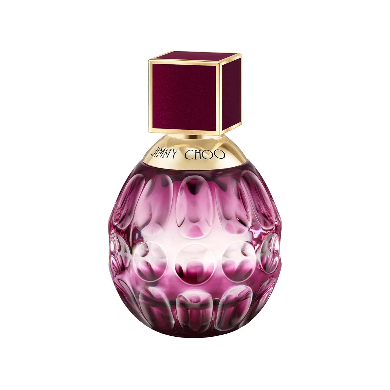 Jimmy Choo Fever Eau de Parfum bottle with floral gourmand fragrance, elegant design, and gold accents, for women's perfume collection.