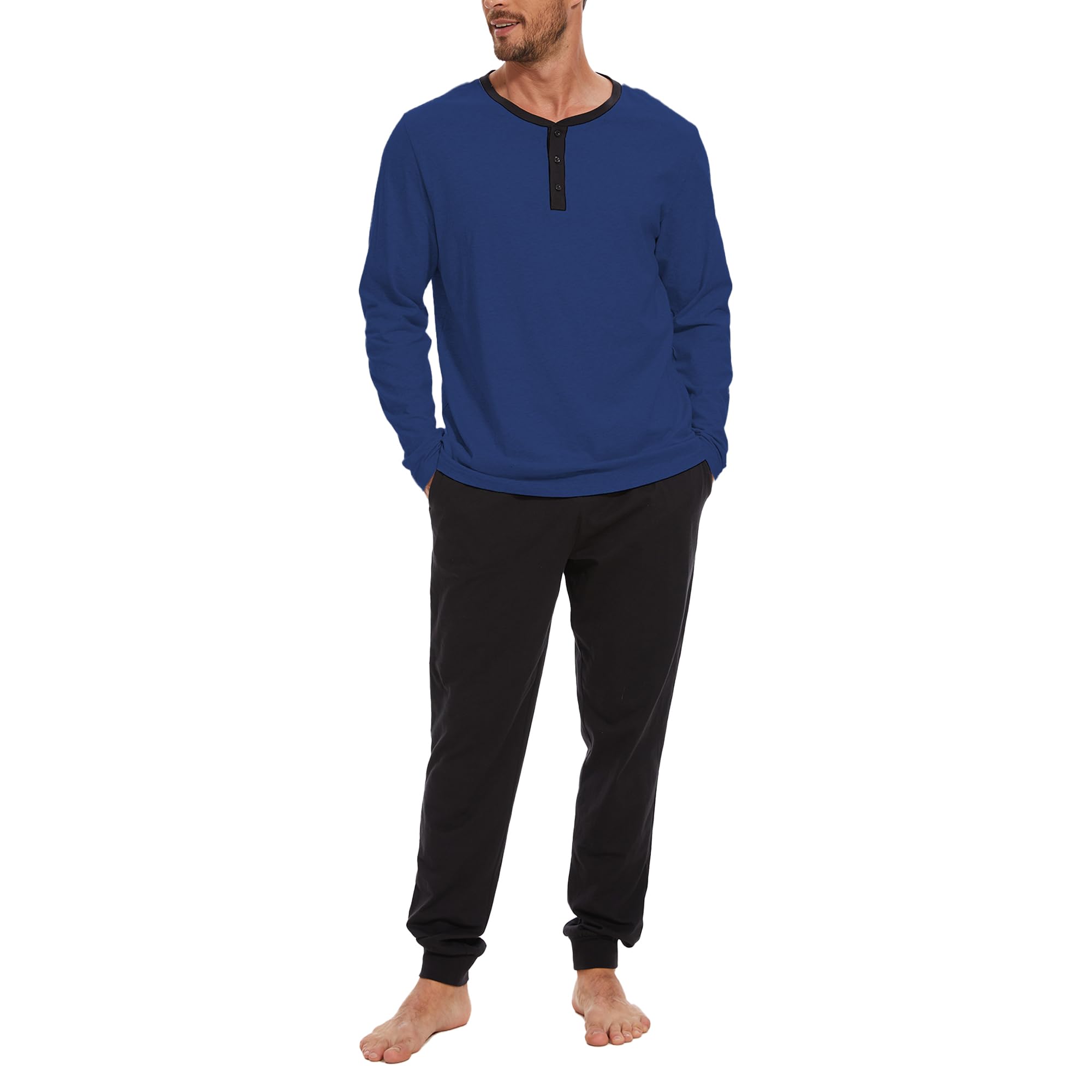 Navisting Men's 100% Cotton Henley Pajama Set 2-Piece Lounge Slee - Navisting Official Product View 9