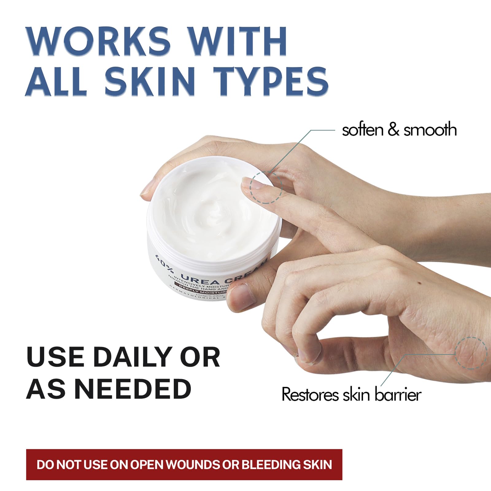 OUKEYA 40% Urea Cream hand and foot moisturizer in a 5.29 oz jar, designed to hydrate and soften dry skin.