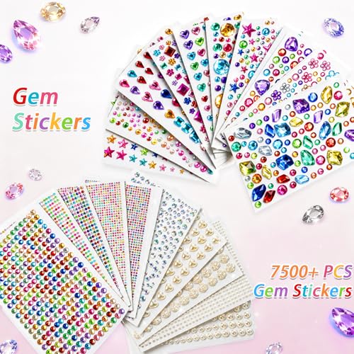 JIUZHU 7500+PCS Jewel Stickers for Crafts, Self Adhesive Gem - Product Imagery