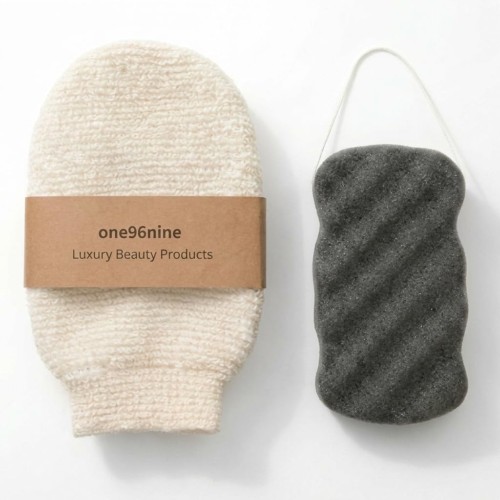 Korean Exfoliating Hemp Glove Konjac Body Sponge Set - ONE96NINE Official Imagery - 1