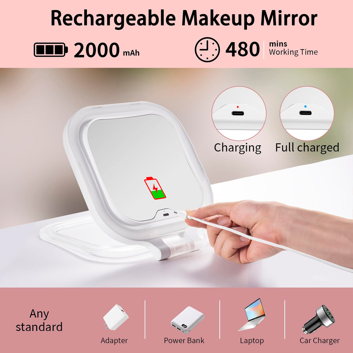 Travel Makeup Mirror with Lights 1X 10X Magnifying Vanity - DESCHEN Official Imagery - 5