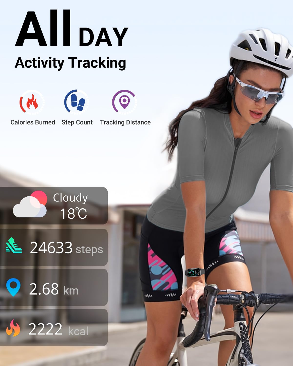 Amzhero Health Fitness Tracker with 24/7 Heart Rate, Blood Oxygen, Blo - View 2