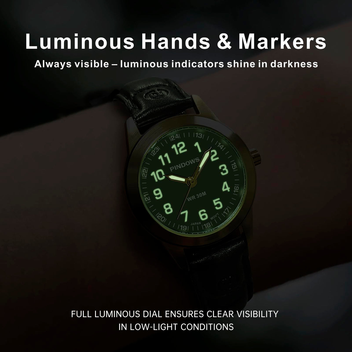 PINDOWS Women s Watch Small Minimalist Analog Quartz Leather - PINDOWS Official Imagery - 6