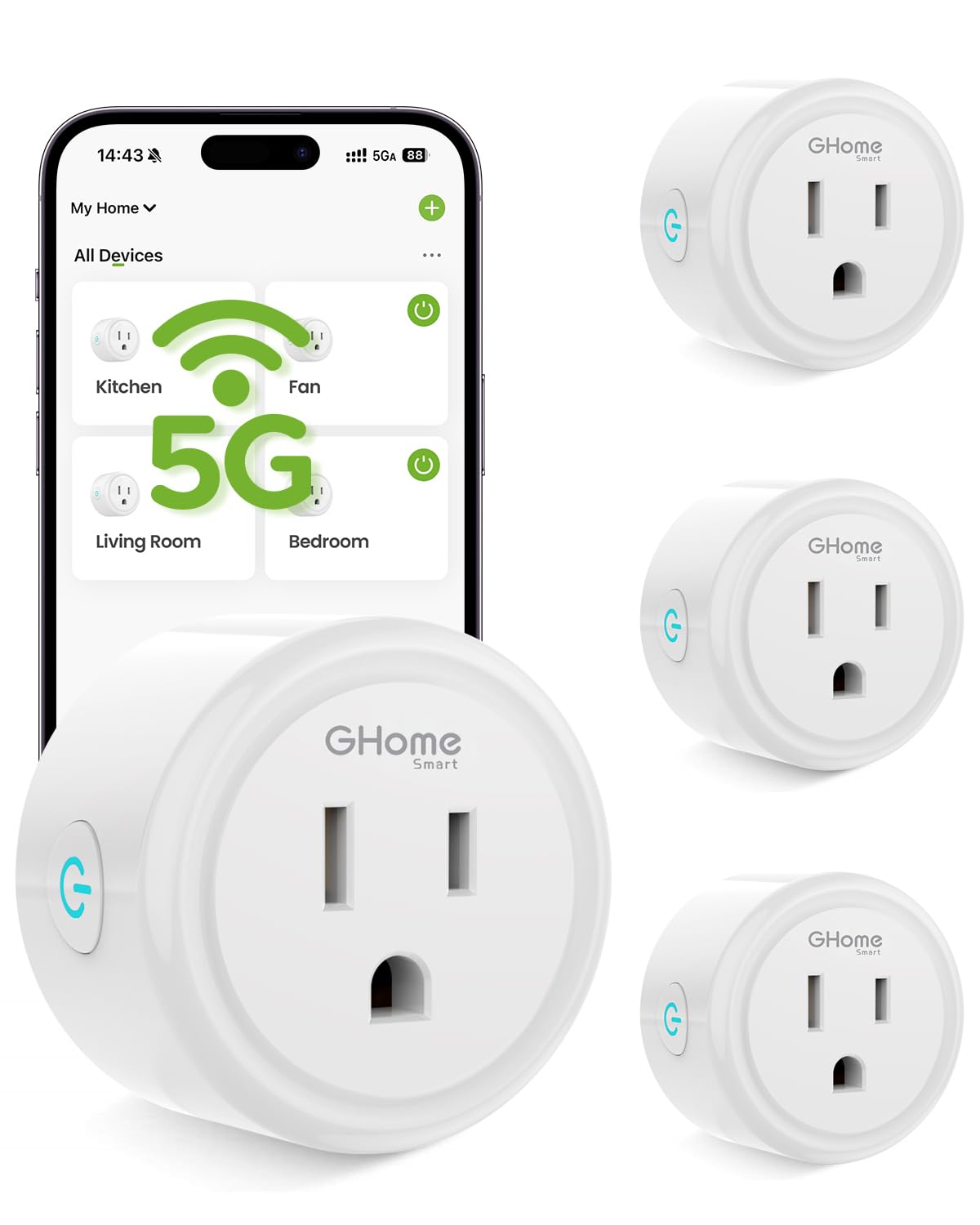 GHome Smart 5G 15A WiFi Smart Plug Compatible with Alexa and - GHome Smart Official Imagery - 2