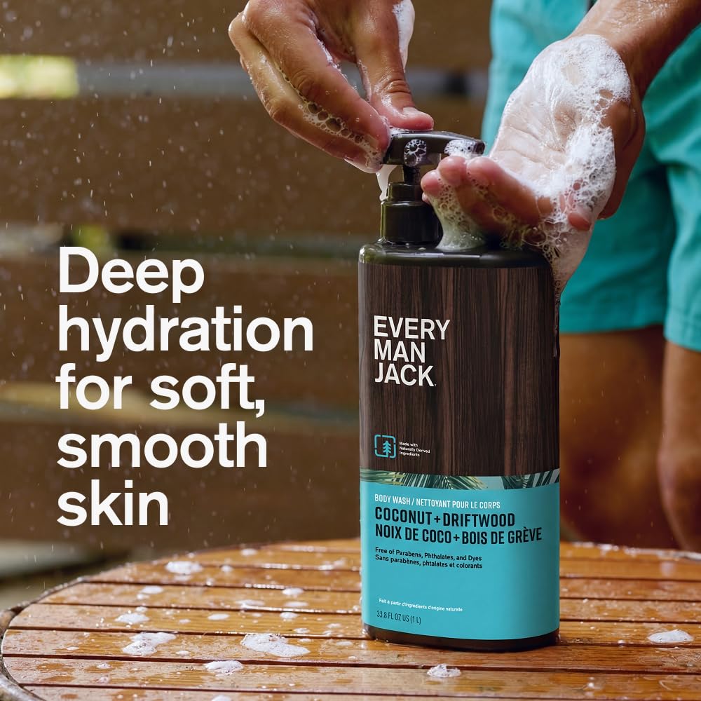 Every Man Jack Hydrating Body Wash for Men Coconut Driftwood - Every Man Jack Official Imagery - 5