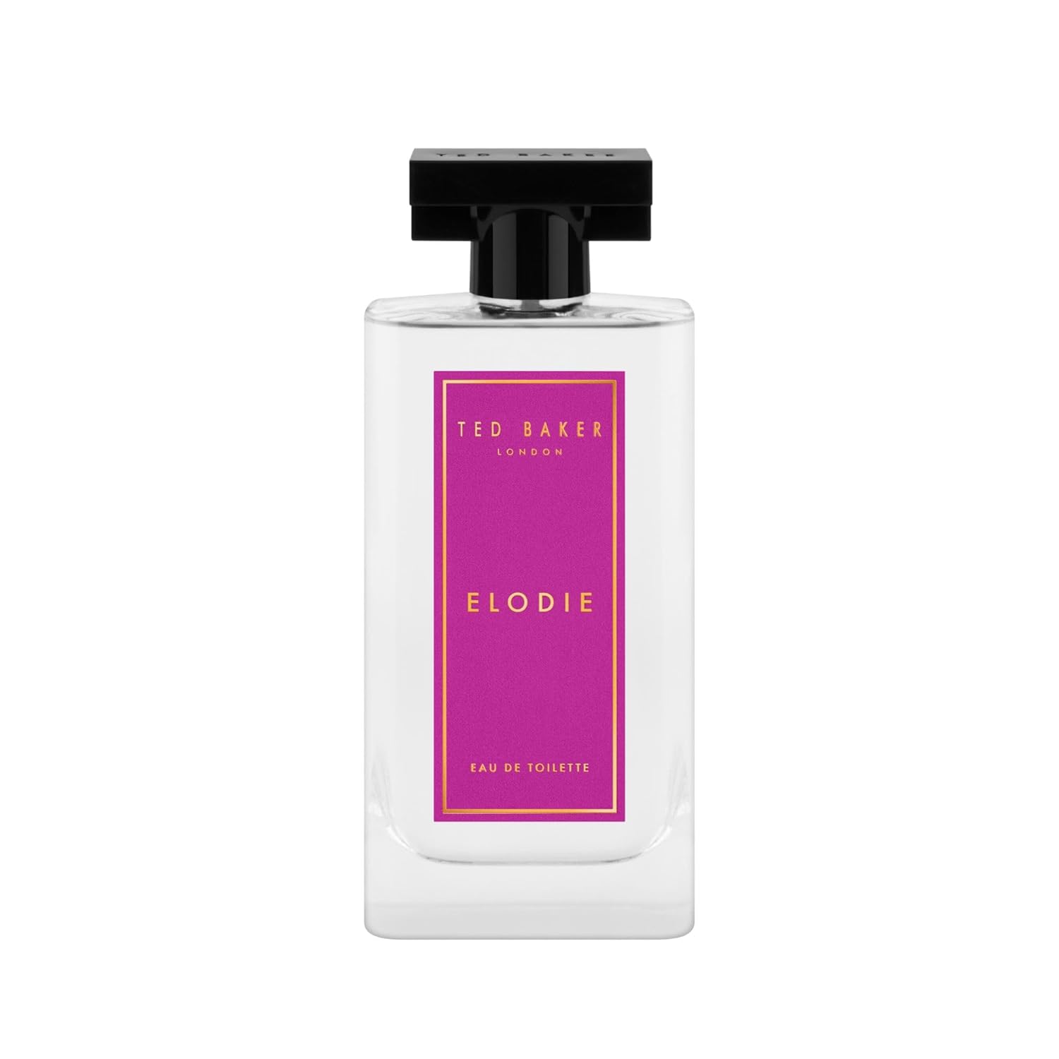 Ted Baker Elodie women's Eau de Toilette bottle with pink and floral accents, woody floral fragrance with pink pepper notes