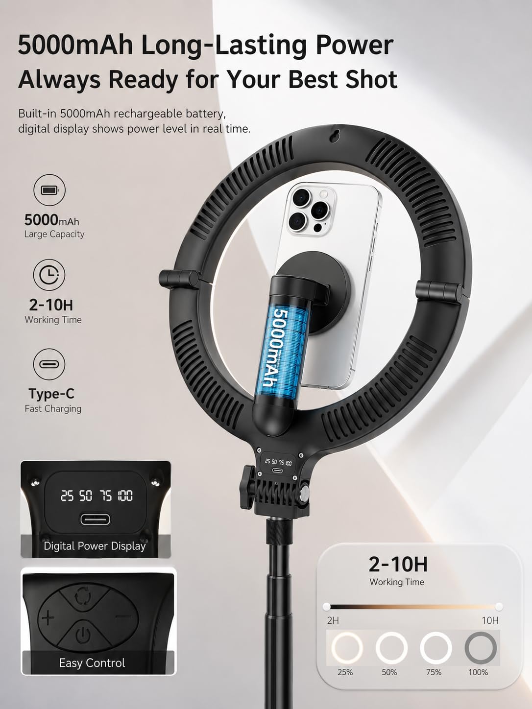 Ring Light with Stand and Wireless Microphone 10 Magnetic - Flurova Official Imagery - 5