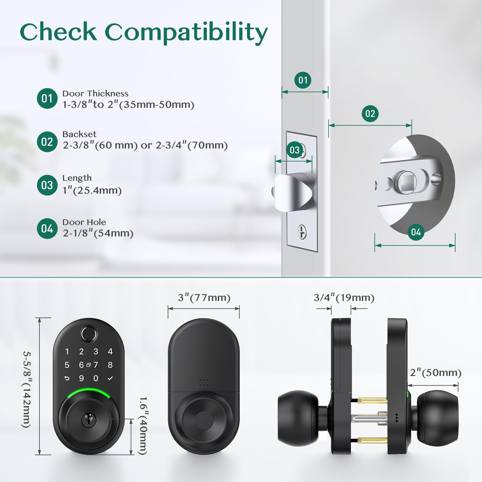 Keypad Smart Door Knob Lock, Yamiry Fingerprint Keyless Entry Handle Lock - Yamiry Official Product View 6