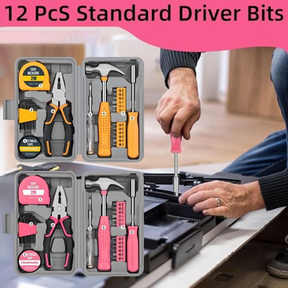 24 Piece Home Tool Set with Hex Wrenches Tape Measure Wire - Premium Selection Official Imagery - 5