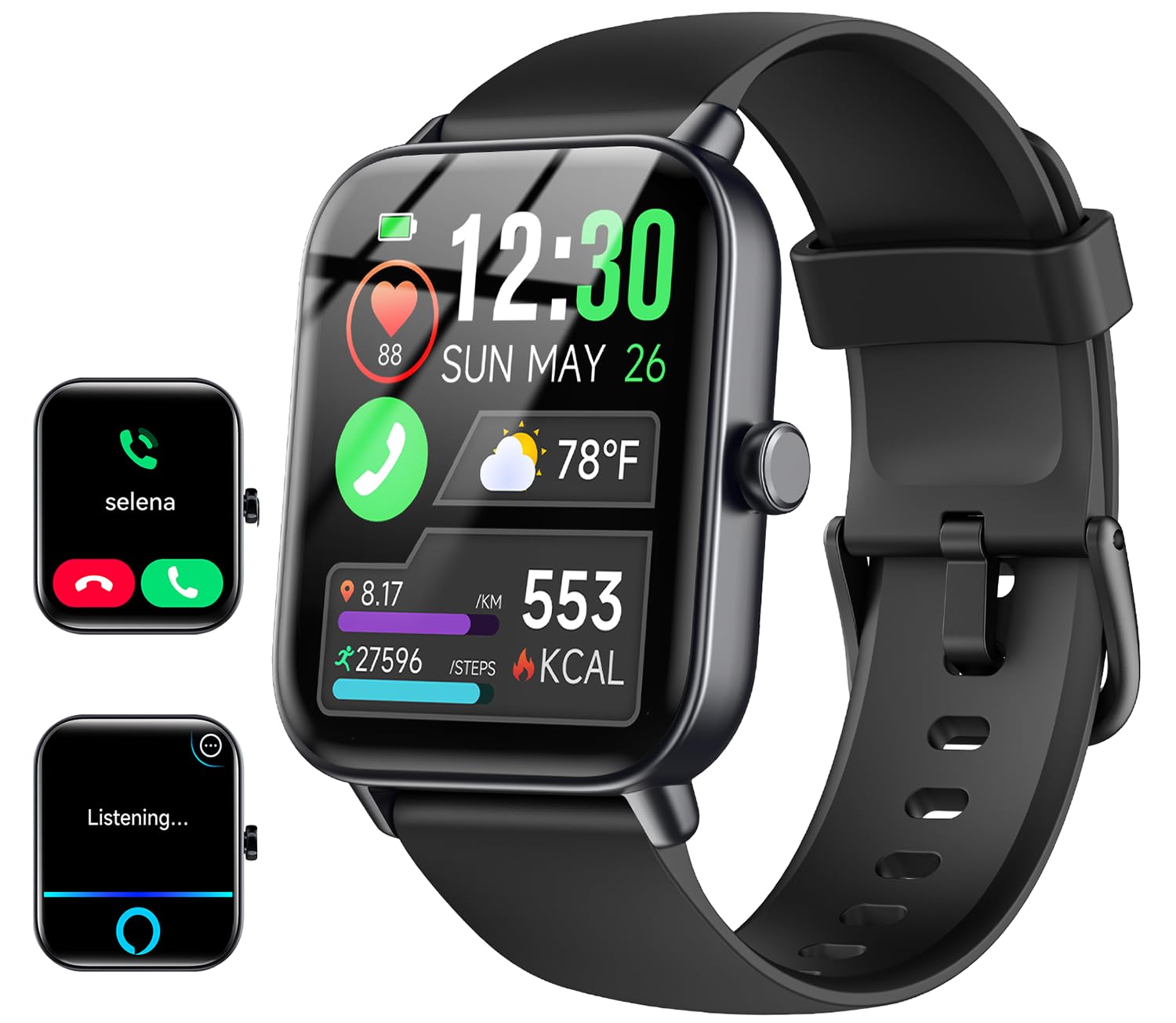 Quican Smart Watches for Women/Men, 2 Bands, Compatible for Android iP - View 1