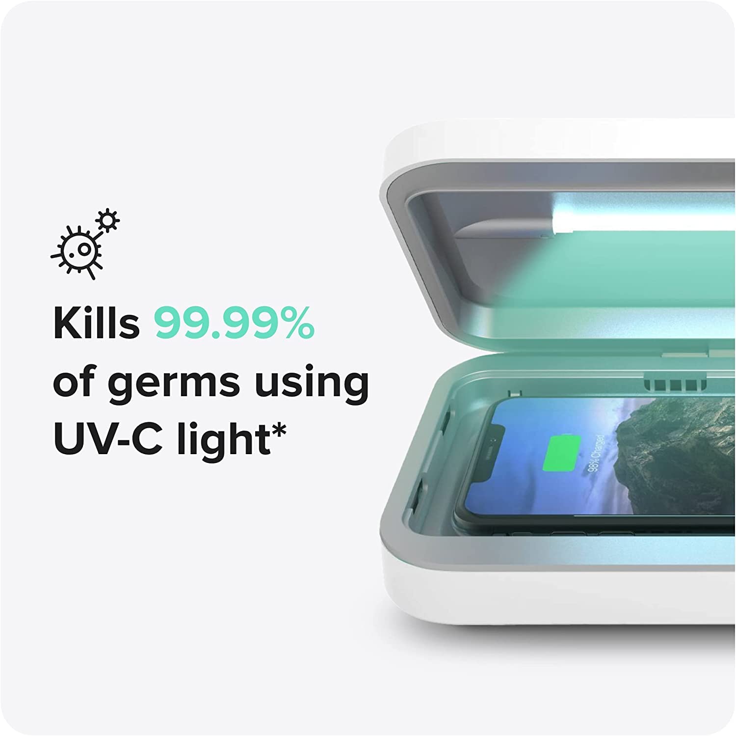 3 UV Phone Sanitizer Box Dual Charger Patented 360 UVC White - PhoneSoap Official Imagery - 3